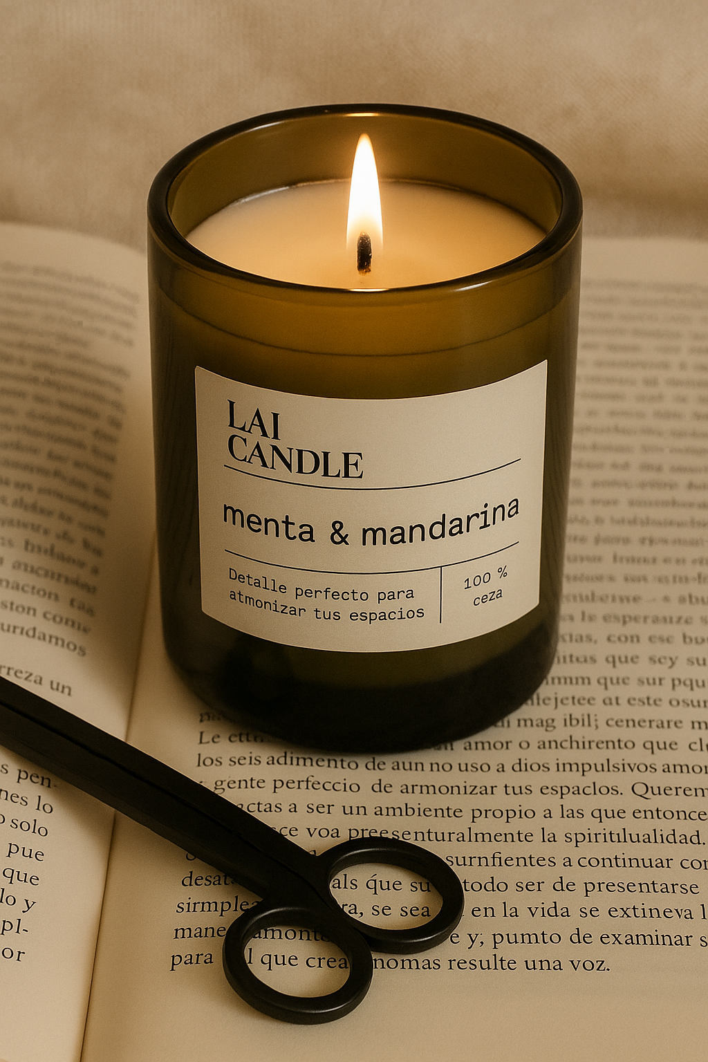 vela aromatica en vidrio soplado I Menta & mandarina