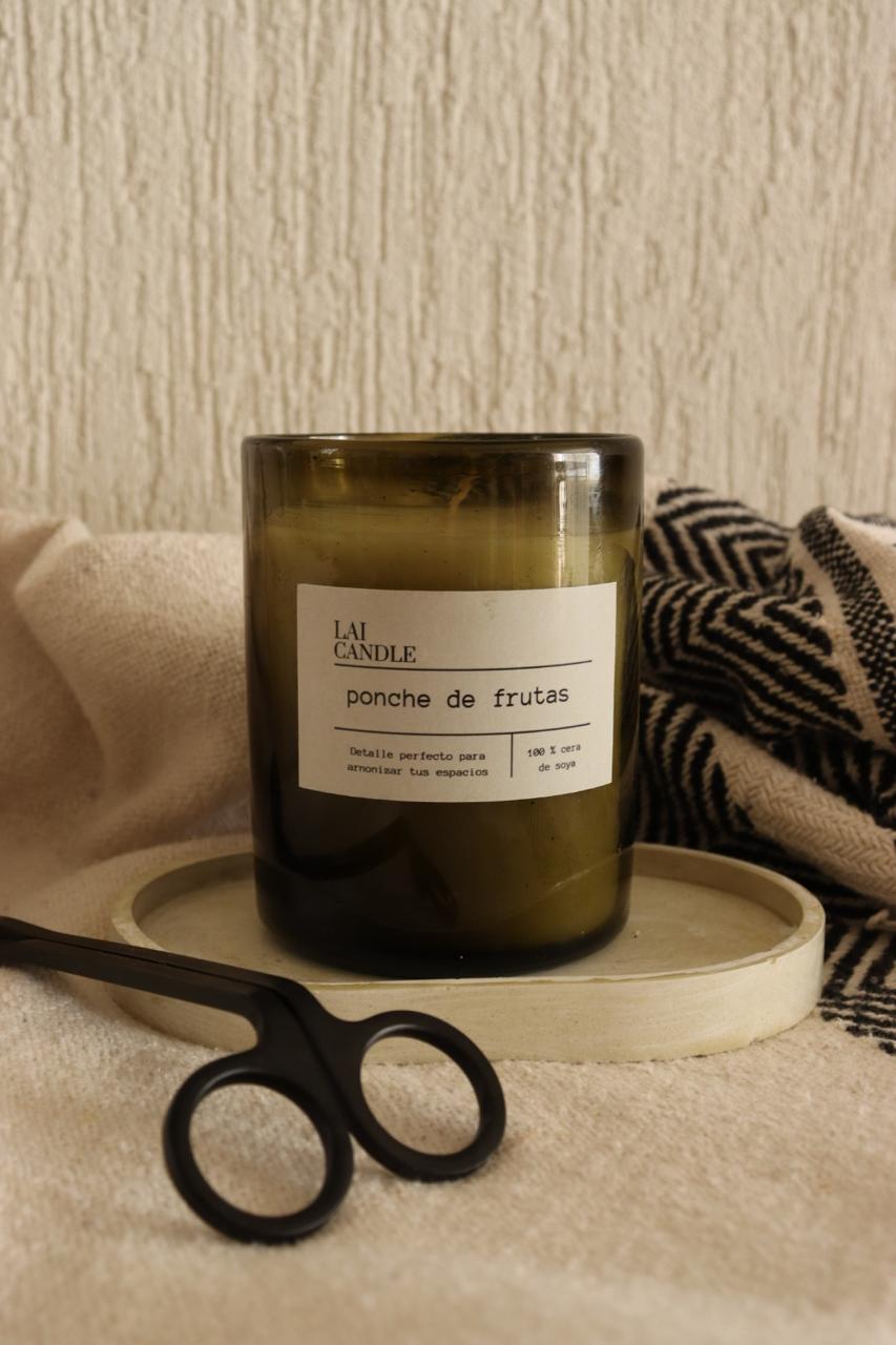 Vela aromática en vidrio soplado I Ponche de Frutas
